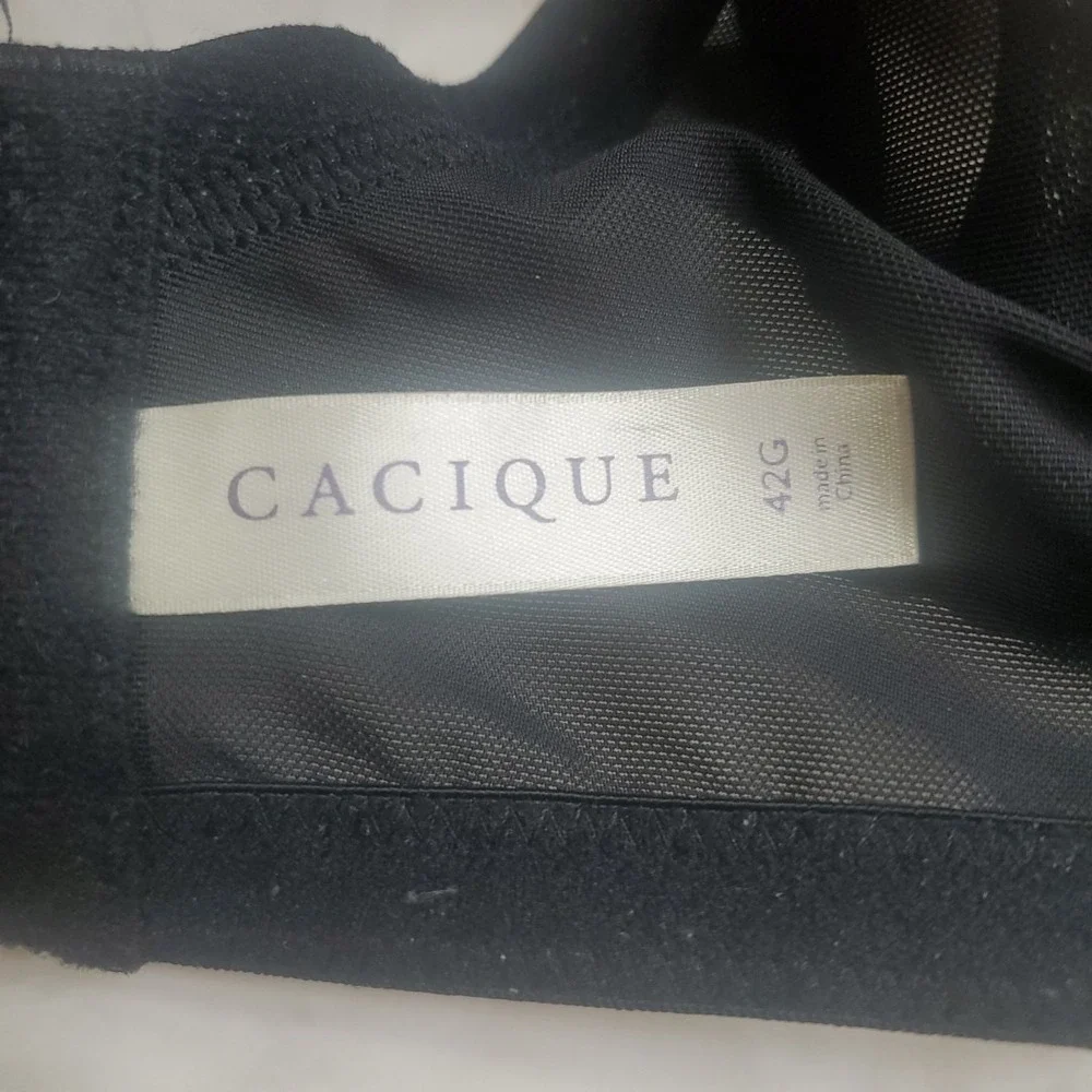Cacique Balconette Bra Lace Full Coverage Black Lace Sz‎ 42G